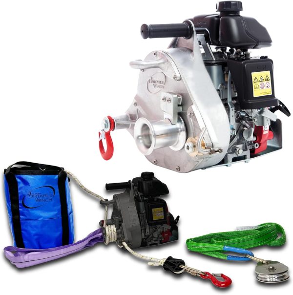 Portable Winch PCW5000-A Gas-Powered Capstan Winch with Accessories - 2,200 lbs