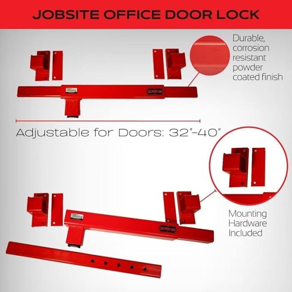 Equipment Lock Jobsite Office Security Door Bar - Powder Coated Steel High Security Door Lock - Universal, Anti Theft Door Bar Lock for Warehouse and Jobsite Trailer Security (Keyed Alike) - Image 5