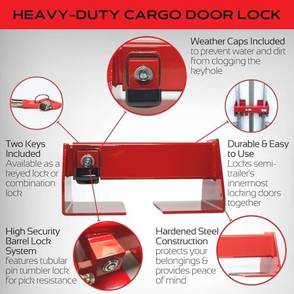 Equipment Lock Heavy Duty Cargo Door Lock - Powder Coated Steel Shipping Container Lock - Maximum Security Semi Trailer Door Lock - Semi Truck Accessories and Trailer Security (Keyed Differently) - Image 5