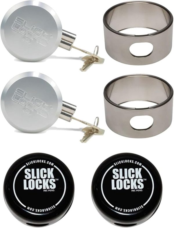 Slick Locks Package - (2) Aluminum Spinners, (2) Covers, & (2) Aluminum Hockey Puck Locks - Both Locks KEYED Alike