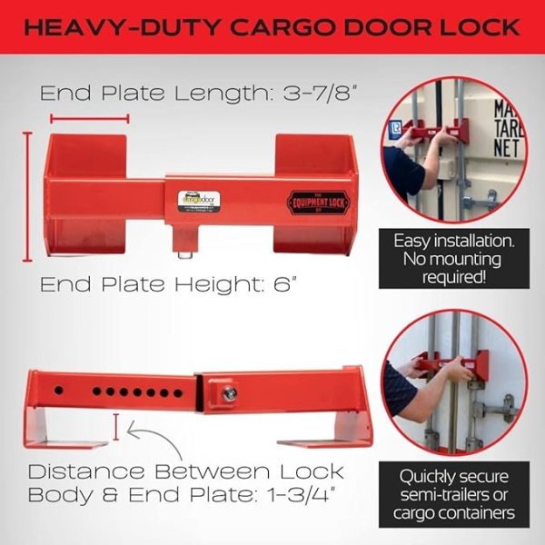 Equipment Lock Heavy Duty Cargo Door Lock - Powder Coated Steel Shipping Container Lock - Maximum Security Semi Trailer Door Lock - Semi Truck Accessories and Trailer Security (Keyed Differently) - Image 4