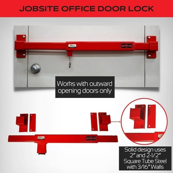 Equipment Lock Jobsite Office Security Door Bar - Powder Coated Steel High Security Door Lock - Universal, Anti Theft Door Bar Lock for Warehouse and Jobsite Trailer Security (Keyed Alike) - Image 4