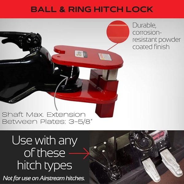 Equipment Lock Ball and Ring Trailer Hitch Lock - Powder Coated Steel Trailer Ball Lock - Durable, Secure Coupler Lock - Boat Trailer, Flatbed, and Utility Trailer Accessories - Image 3