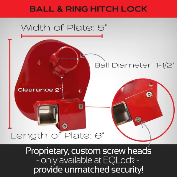 Equipment Lock Ball and Ring Trailer Hitch Lock - Powder Coated Steel Trailer Ball Lock - Durable, Secure Coupler Lock - Boat Trailer, Flatbed, and Utility Trailer Accessories - Image 5